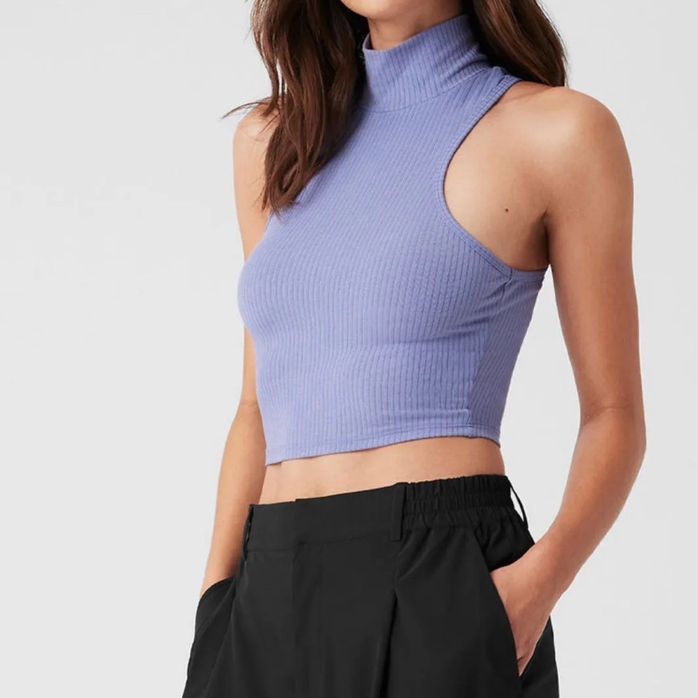 ALO Yoga Lavender Mock Neck Crop Top